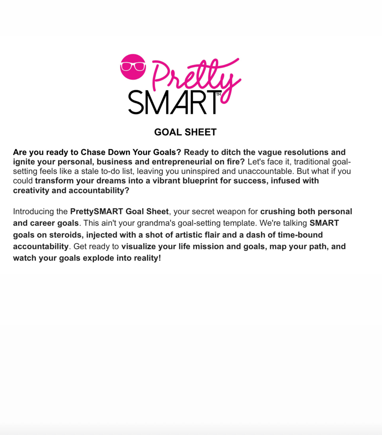 2026 PrettySMART Goal Planning Workbook