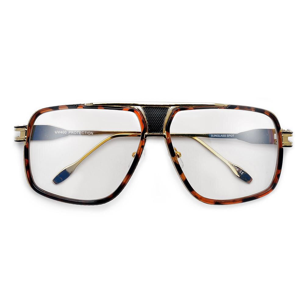 Metal Oversized Squared Off Clear Aviator