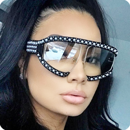 Clear Designer Inspired Pearl Oversized Shades