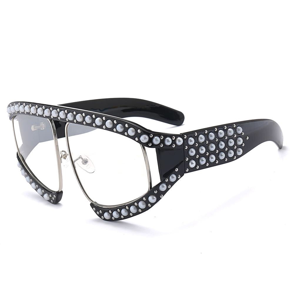 Clear Designer Inspired Pearl Oversized Shades