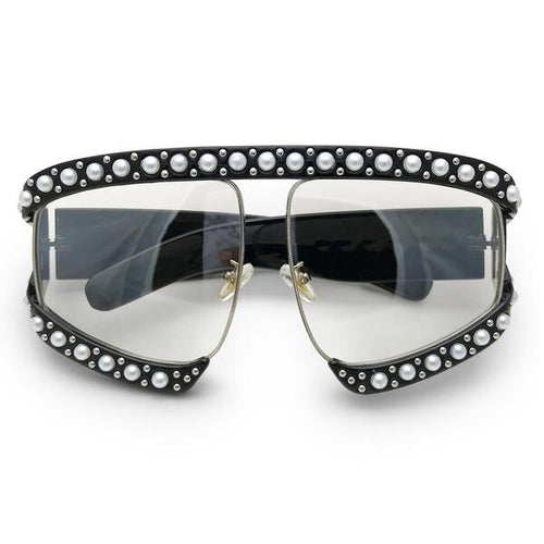 Clear Designer Inspired Pearl Oversized Shades