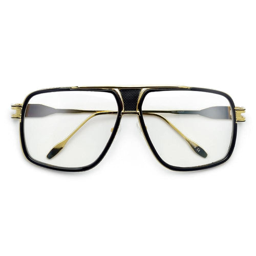 Metal Oversized Squared Off Clear Aviator