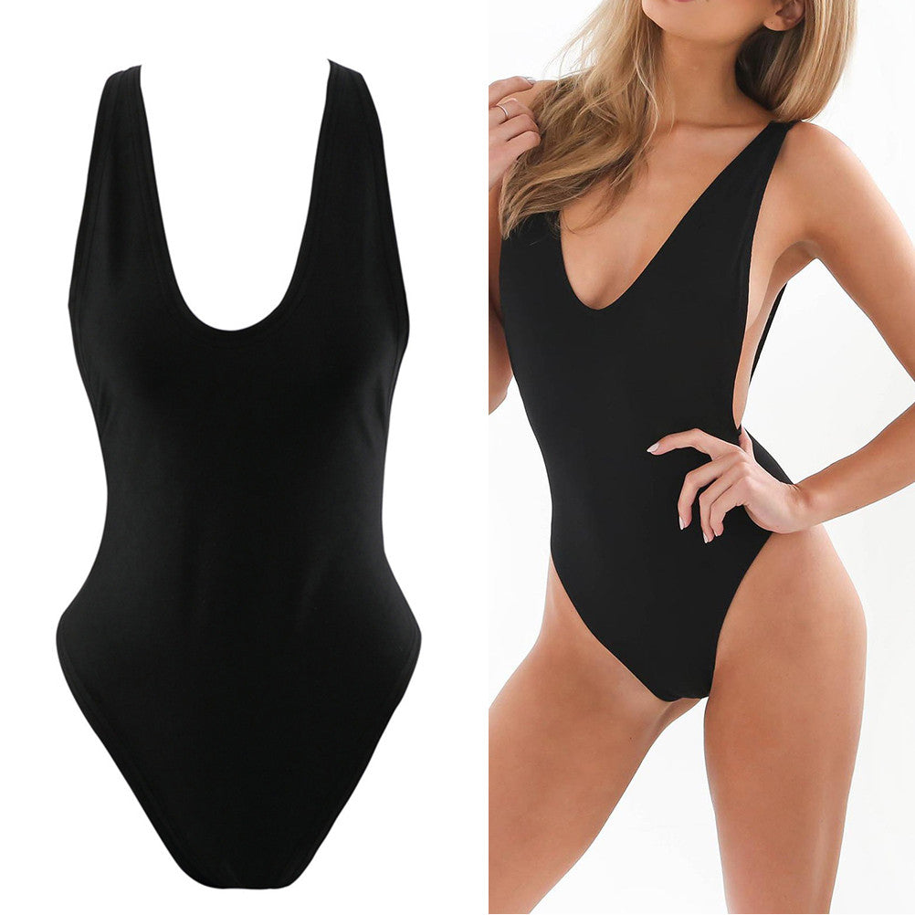 P$ Swim: Sexy Backless Deep V-Neck One Piece Bodysuit