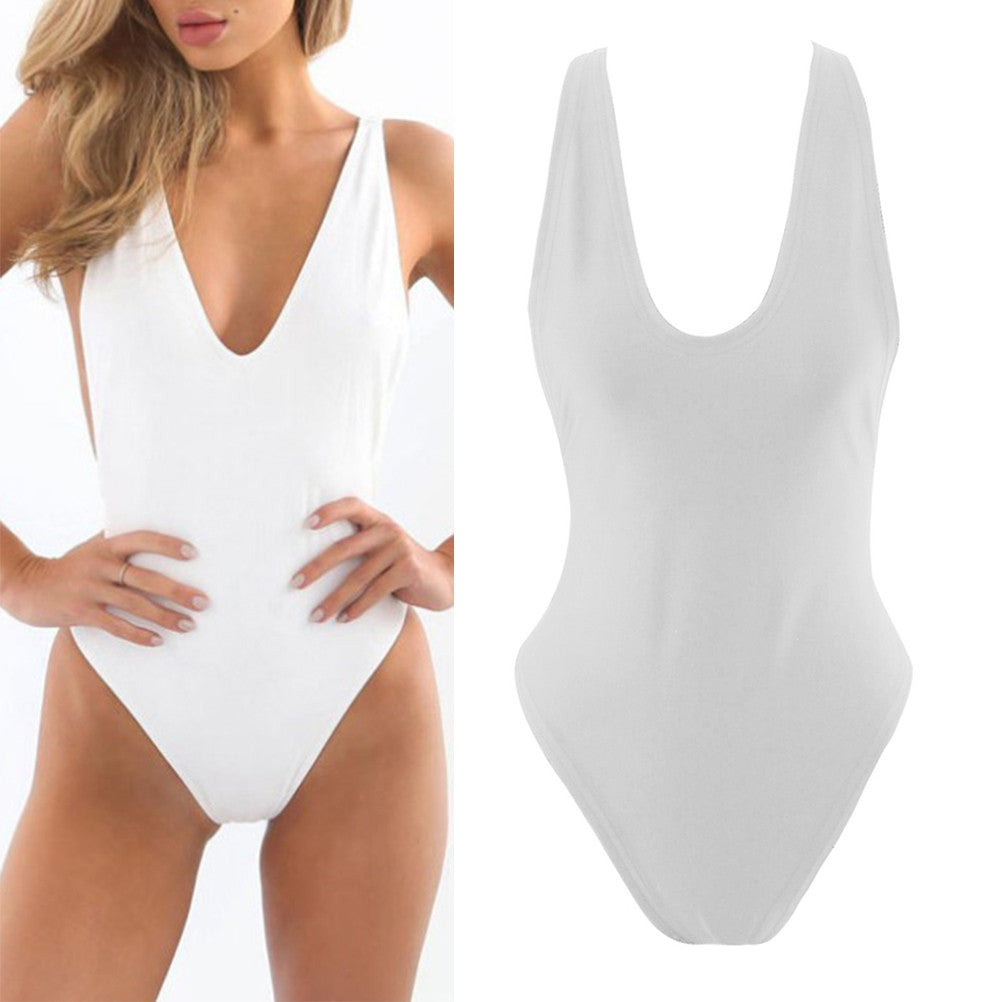 P$ Swim: Sexy Backless Deep V-Neck One Piece Bodysuit